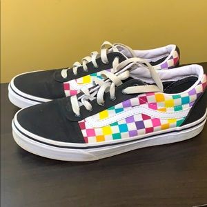 VANS WARD PARTY CHECKER SKATE SHOES Girls Missy 5